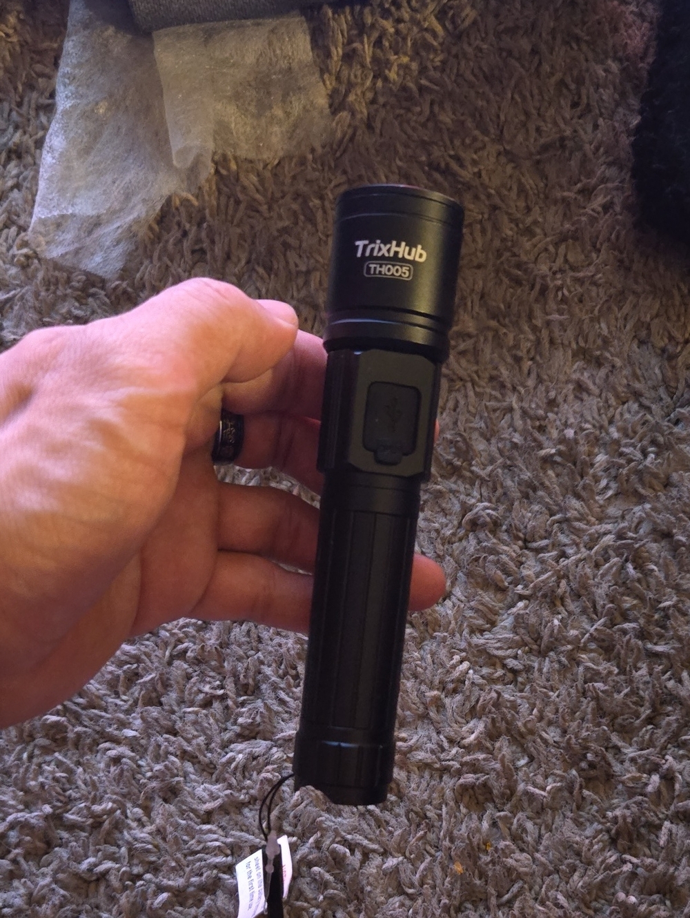 TH005 Black LED Flashlight - Portable Handheld Torch